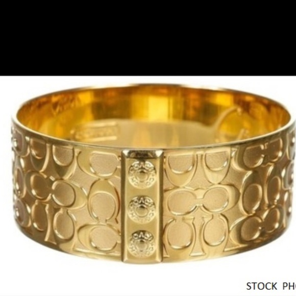 Coach Gold Tone Monogram Bangle Bracelet - Picture 5 of 5